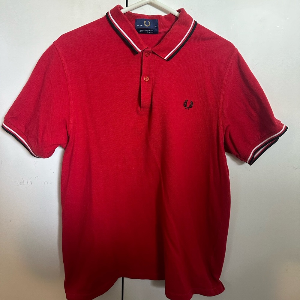 Fred Perry polo size 42, large red made in England